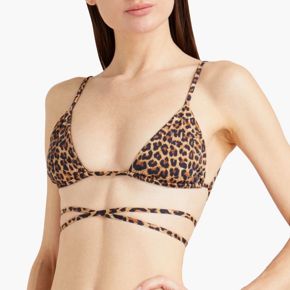 Animal Print Triangle Bikini Top